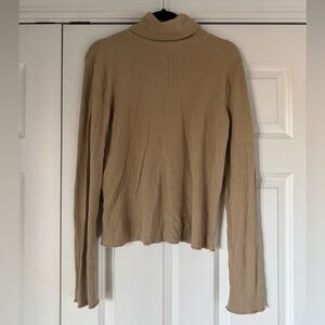 Re/Done Beige Ribbed Turtleneck